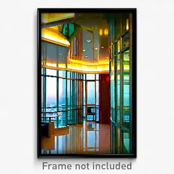 Pixel Art Poster - Glass Hotel Room (8 Bit Psychedelic Trippy Video Game Print)