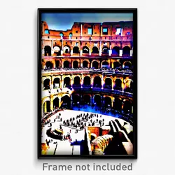Pixel Art Poster - Crowded Colosseum (8 Bit Psychedelic Trippy Video Game Print)