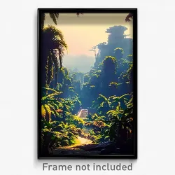 Pixel Art Poster - Distinct Jungle (8 Bit Psychedelic Trippy Video Game Print)