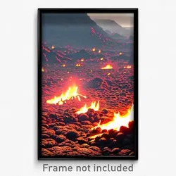 Pixel Art Poster - Grimy Lava Fields (8 Bit Psychedelic Trippy Video Game Print)