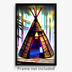 Pixel Art Poster - Cool Tepee (8 Bit Psychedelic Trippy Weird Video Game Print)