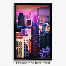 Pixel Art Poster - Jaw Dropping American City (8 Bit Video Game Print)