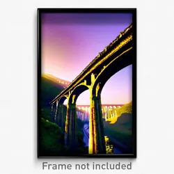 Pixel Art Poster - Impressive Viaduct (8 Bit Psychedelic Video Game Print)