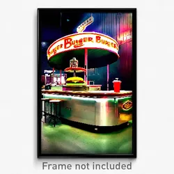 Pixel Art Poster - Old Fashioned Burger Stand (8 Bit Video Game Print)