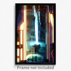 Pixel Art Poster - Glass Waterfall (8 Bit Psychedelic Trippy Video Game Print)