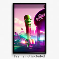 Pixel Art Poster - Vibrating Los Angeles (8 Bit Psychedelic Video Game Print)