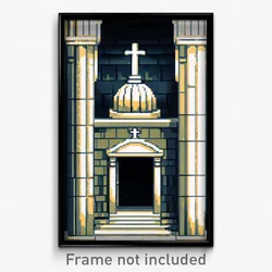 Pixel Art Poster - Big Crypt (8 Bit Psychedelic Trippy Weird Video Game Print)