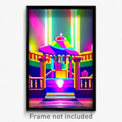 Pixel Art Poster - Colorful Pulpit (8 Bit Psychedelic Trippy Video Game Print)