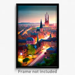Pixel Art Poster - Wiggly German City (8 Bit Psychedelic Video Game Print)
