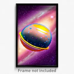 Pixel Art Poster - Shiny Jupiter (8 Bit Psychedelic Trippy Video Game Print)
