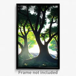 Pixel Art Poster - Leafy Trees (8 Bit Psychedelic Trippy Weird Video Game Print)