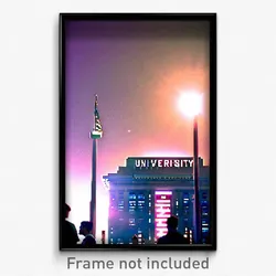 Pixel Art Poster - Enormous University (8 Bit Psychedelic Video Game Print)