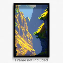 Pixel Art Poster - Mountainous Chasm (8 Bit Psychedelic Trippy Video Game Print)
