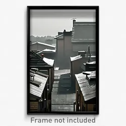 Pixel Art Poster - Dreary Rooftops (8 Bit Psychedelic Trippy Video Game Print)