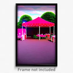 Pixel Art Poster - Rosy Tent (8 Bit Psychedelic Trippy Weird Video Game Print)