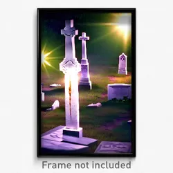 Pixel Art Poster - Mysterious Grave (8 Bit Psychedelic Trippy Video Game Print)