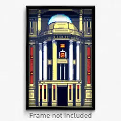 Pixel Art Poster - Detailed Bank (8 Bit Psychedelic Trippy Video Game Print)