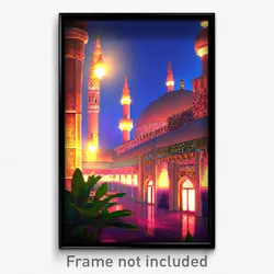 Pixel Art Poster - Enchanted Mosque (8 Bit Psychedelic Trippy Video Game Print)