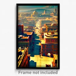 Pixel Art Poster - Ancient American City (8 Bit Psychedelic Video Game Print)
