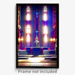 Pixel Art Poster - Homely Cathedral (8 Bit Psychedelic Trippy Video Game Print)