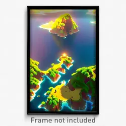 Pixel Art Poster - Remarkable Isle (8 Bit Psychedelic Trippy Video Game Print)
