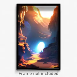 Pixel Art Poster - Mysterious Cave (8 Bit Psychedelic Trippy Video Game Print)