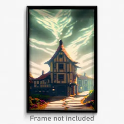Pixel Art Poster - Distorted Inn (8 Bit Psychedelic Trippy Video Game Print)