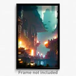 Pixel Art Poster - Dense Empire (8 Bit Psychedelic Trippy Video Game Print)