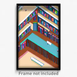 Pixel Art Poster - Humble Library (8 Bit Psychedelic Trippy Video Game Print)