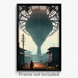 Pixel Art Poster - Faraway Slum (8 Bit Psychedelic Trippy Video Game Print)