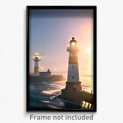 Pixel Art Poster - Bustling Lighthouse (8 Bit Psychedelic Video Game Print)