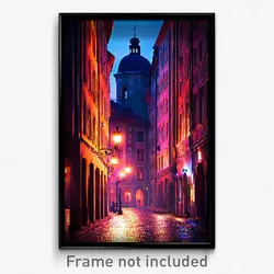 Pixel Art Poster - Dim European City (8 Bit Psychedelic Trippy Video Game Print)