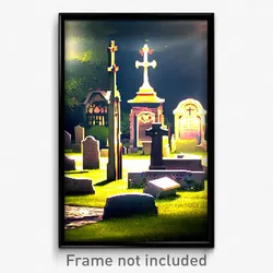 Pixel Art Poster - Treasured Graveyard (8 Bit Psychedelic Video Game Print)