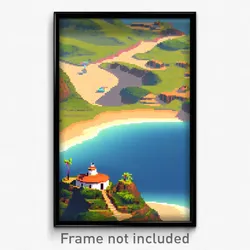 Pixel Art Poster - Small Coast (8 Bit Psychedelic Trippy Weird Video Game Print)