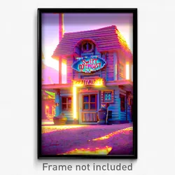 Pixel Art Poster - Sweet Outpost (8 Bit Psychedelic Trippy Video Game Print)