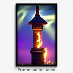 Pixel Art Poster - Creative Chimney (8 Bit Psychedelic Trippy Video Game Print)