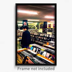Pixel Art Poster - Stylish Record Store (8 Bit Psychedelic Video Game Print)