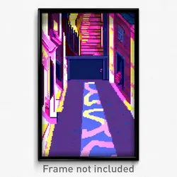Pixel Art Poster - Swirly High School (8 Bit Psychedelic Video Game Print)