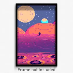 Pixel Art Poster - Lonely Mars (8 Bit Psychedelic Trippy Weird Video Game Print)