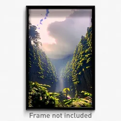 Pixel Art Poster - Narrow Cloud Forest (8 Bit Psychedelic Video Game Print)