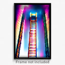 Pixel Art Poster - Acidic Ladder (8 Bit Psychedelic Trippy Video Game Print)