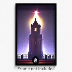 Pixel Art Poster - Outlandish Belfry (8 Bit Psychedelic Trippy Video Game Print)