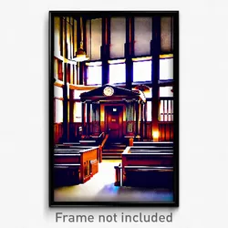 Pixel Art Poster - Antique Courthouse (8 Bit Psychedelic Video Game Print)