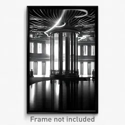 Pixel Art Poster - Black And White Ballroom (8 Bit Psychedelic Video Game Print)