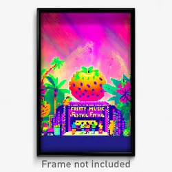 Pixel Art Poster - Fruity Music Festival (8 Bit Psychedelic Video Game Print)