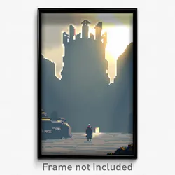 Pixel Art Poster - Faraway Stronghold (8 Bit Psychedelic Video Game Print)