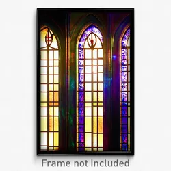 Pixel Art Poster - Wide Stained Glass (8 Bit Psychedelic Video Game Print)