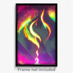 Pixel Art Poster - Glitch Art Flame (8 Bit Psychedelic Trippy Video Game Print)