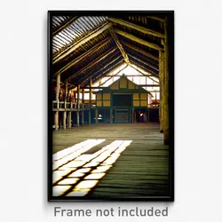 Pixel Art Poster - Old Longhouse (8 Bit Psychedelic Trippy Video Game Print)