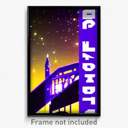 Pixel Art Poster - Purple College (8 Bit Psychedelic Trippy Video Game Print)